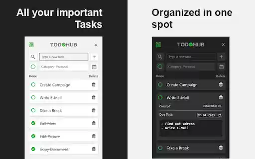 TODOHUB  from Chrome web store to be run with OffiDocs Chromium online