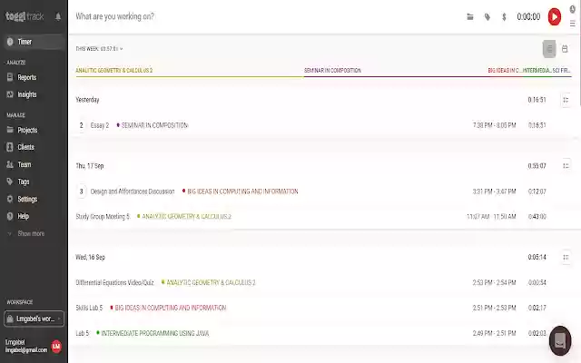 Toggl Legacy Style  from Chrome web store to be run with OffiDocs Chromium online
