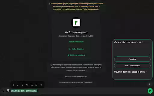 Tom Formal WhatsApp  from Chrome web store to be run with OffiDocs Chromium online
