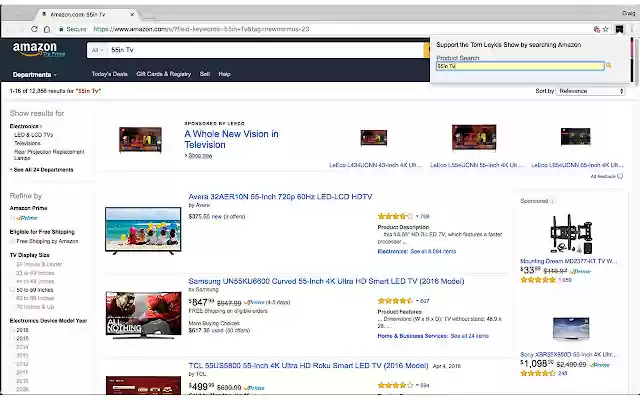 Tom Leykis Shows Amazon Search  from Chrome web store to be run with OffiDocs Chromium online