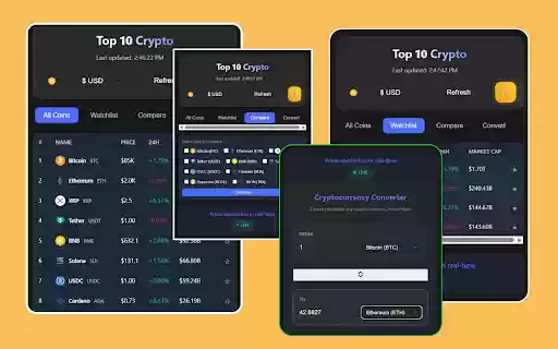Top 10 Crypto Tracker  from Chrome web store to be run with OffiDocs Chromium online