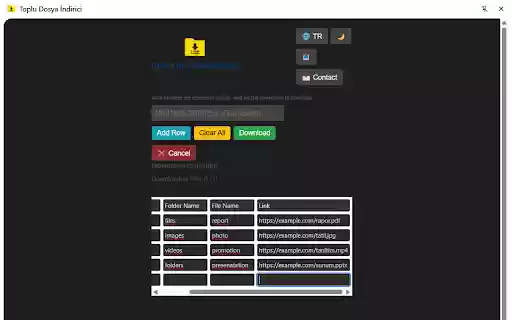 Toplu Dosya İndirici  from Chrome web store to be run with OffiDocs Chromium online