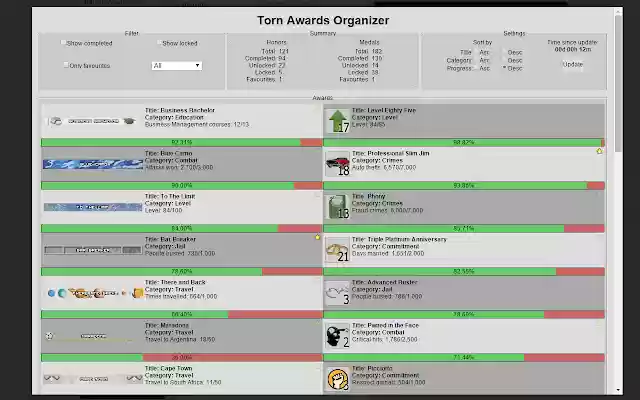 Torn Awards Organizer from Chrome web store to be run with OffiDocs Chromium online Torn Awards Organizer from Chrome web store to be run with OffiDocs Chromium online