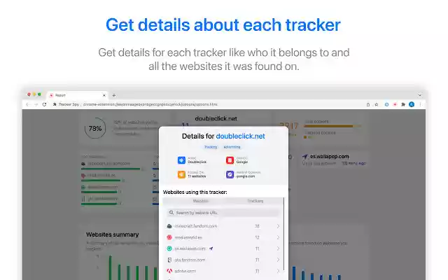 Tracker Spy  from Chrome web store to be run with OffiDocs Chromium online