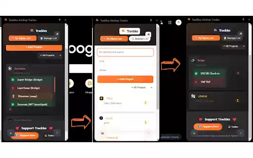 Trackko: Airdrop Tracker  from Chrome web store to be run with OffiDocs Chromium online