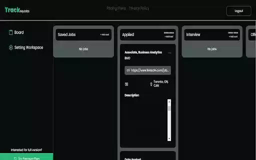 Track My Jobs  from Chrome web store to be run with OffiDocs Chromium online