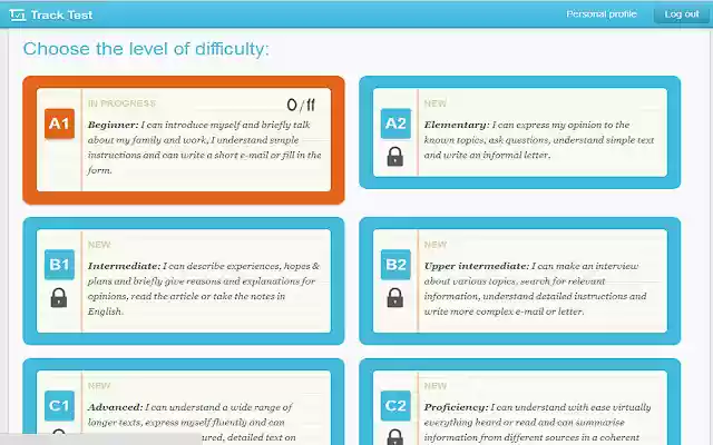 TrackTest English Online CEFR Test  from Chrome web store to be run with OffiDocs Chromium online