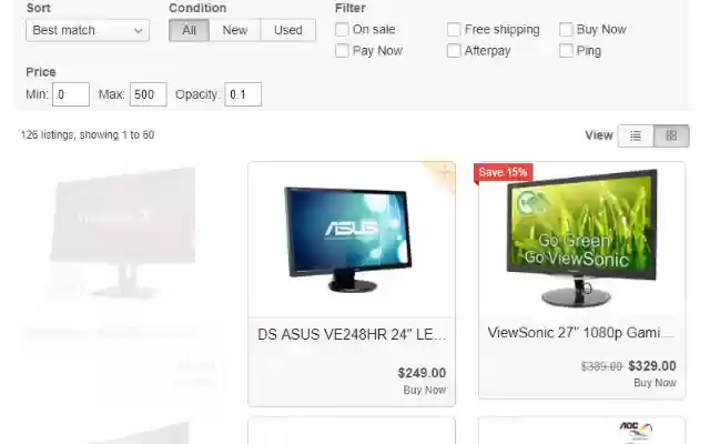 Trade Me price filter  from Chrome web store to be run with OffiDocs Chromium online