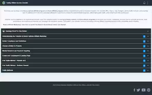 Trading Affiliate Success Checklist  from Chrome web store to be run with OffiDocs Chromium online