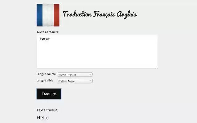 Traduction Français Anglais from Chrome web store to be run with OffiDocs Chromium online Traduction Français Anglais from Chrome web store to be run with OffiDocs Chromium online