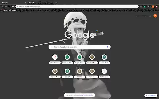 Trafalgar Law OnePiece Dark theme  from Chrome web store to be run with OffiDocs Chromium online