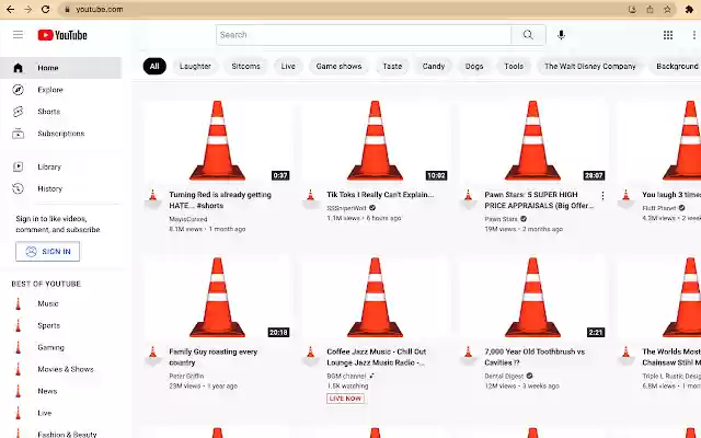 Traffic Cone Youtube Changer  from Chrome web store to be run with OffiDocs Chromium online