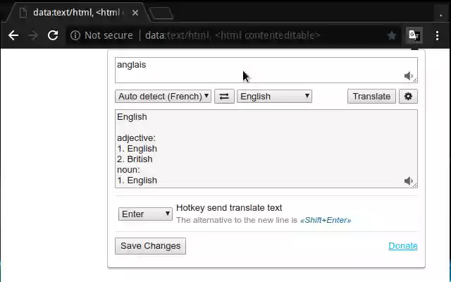 Trance Translate  from Chrome web store to be run with OffiDocs Chromium online