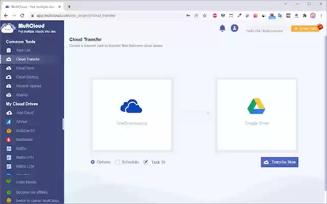 Transfer OneDrive to Google Drive  from Chrome web store to be run with OffiDocs Chromium online