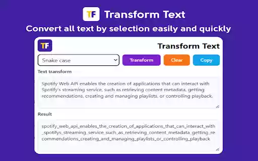 Transform Text  from Chrome web store to be run with OffiDocs Chromium online