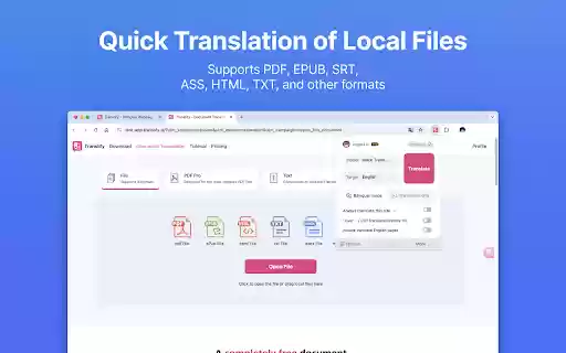 Translify Translate Web  PDF  from Chrome web store to be run with OffiDocs Chromium online