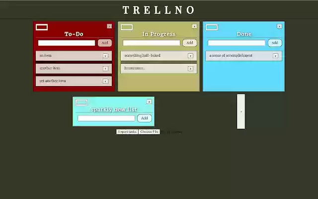TrellNo your New Tab as a To Do list from Chrome web store to be run with OffiDocs Chromium online TrellNo your New Tab as a To Do list from Chrome web store to be run with OffiDocs Chromium online