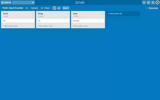 Trello card counter  from Chrome web store to be run with OffiDocs Chromium online