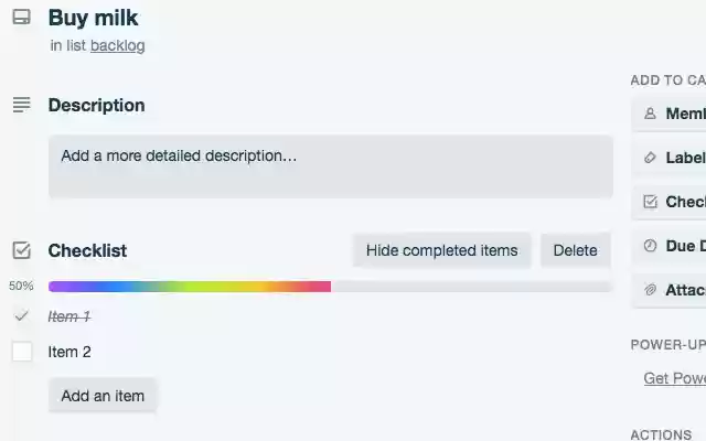 Trello custom progress bar  from Chrome web store to be run with OffiDocs Chromium online