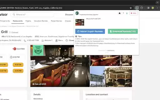 TripAdvisor Review Exporter  from Chrome web store to be run with OffiDocs Chromium online