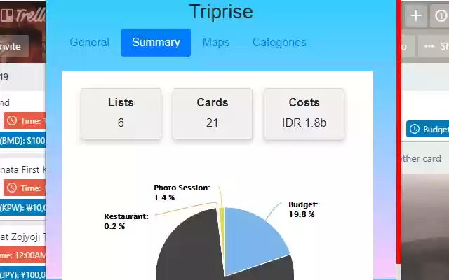 Triprise Trello  from Chrome web store to be run with OffiDocs Chromium online