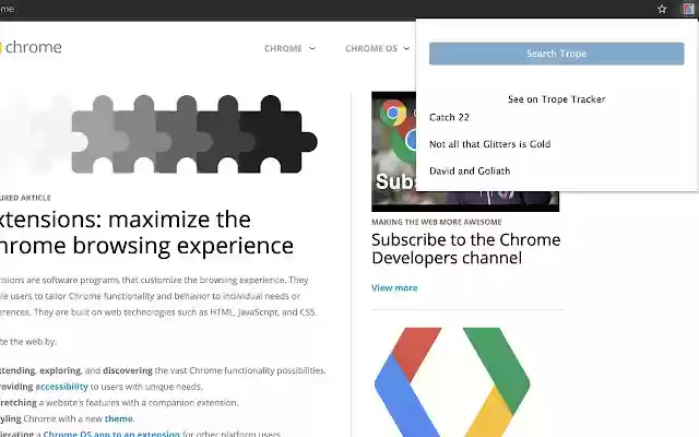 trope tracker  from Chrome web store to be run with OffiDocs Chromium online