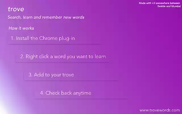 Trove Words from Chrome web store to be run with OffiDocs Chromium online Trove Words from Chrome web store to be run with OffiDocs Chromium online
