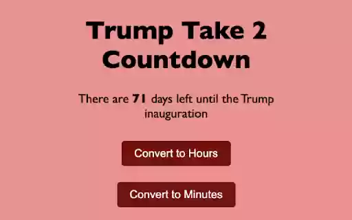 Trump Take 2 Countdown from Chrome web store to be run with OffiDocs Chromium online Trump Take 2 Countdown from Chrome web store to be run with OffiDocs Chromium online