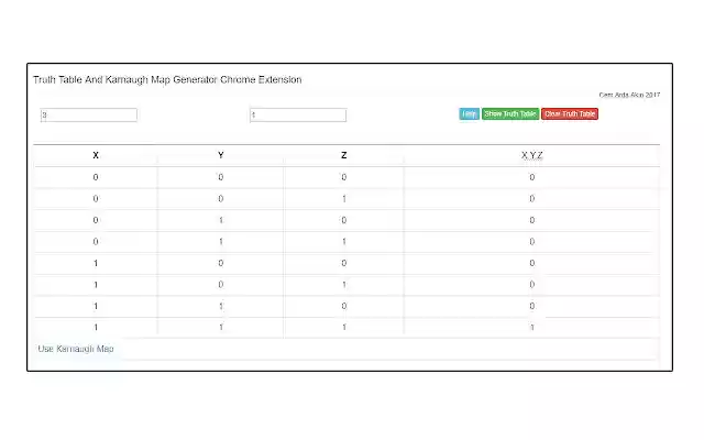 Truth Table and Karnaugh Map Generator  from Chrome web store to be run with OffiDocs Chromium online