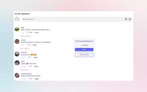 TTCommentExporter Export TikTok Comments  from Chrome web store to be run with OffiDocs Chromium online