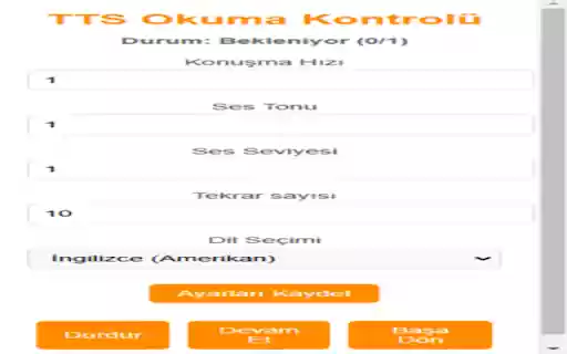 TTS Okuma Kontrolü  from Chrome web store to be run with OffiDocs Chromium online