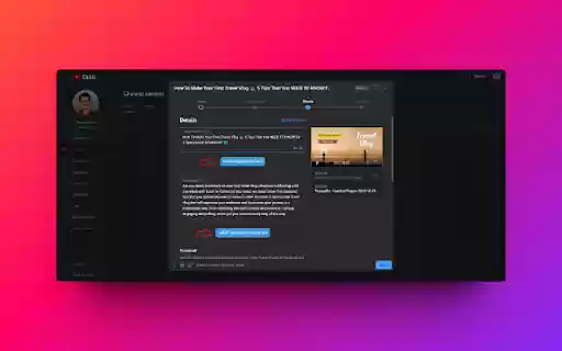TubeInsights  from Chrome web store to be run with OffiDocs Chromium online