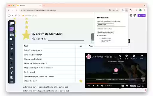 Tube on tab  from Chrome web store to be run with OffiDocs Chromium online