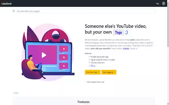tubeSeek :Personal YouTube tags, any language  from Chrome web store to be run with OffiDocs Chromium online