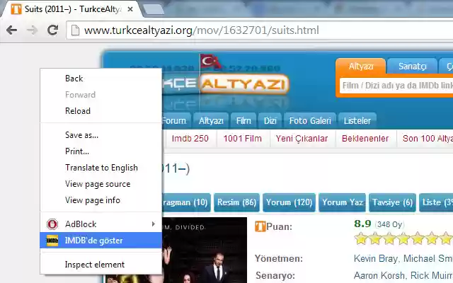 TurkceAltyazi.Org Sağ Tık IMDBde Göster  from Chrome web store to be run with OffiDocs Chromium online