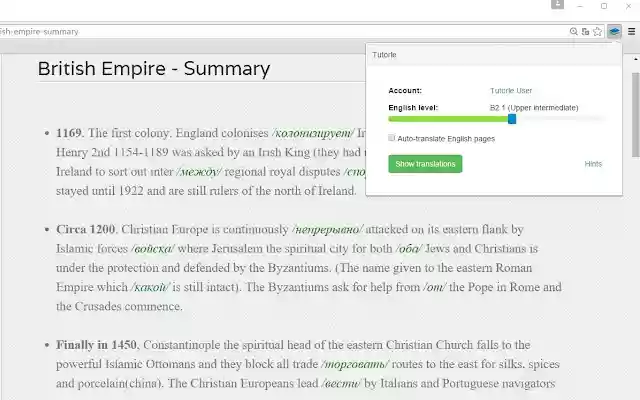 Tutorle  from Chrome web store to be run with OffiDocs Chromium online