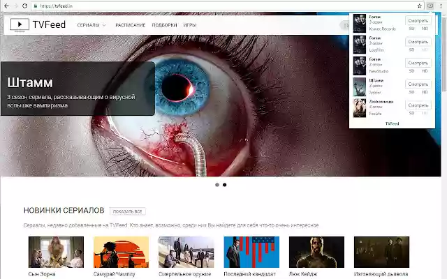 TVFeed (beta)  from Chrome web store to be run with OffiDocs Chromium online
