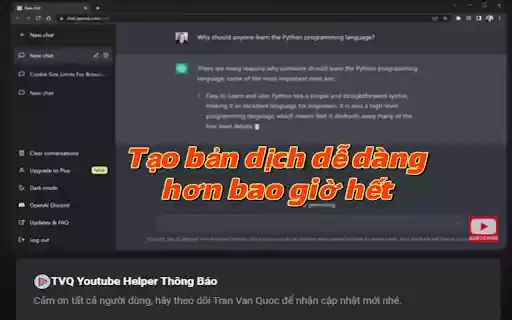 TVQ Youtube Helper  from Chrome web store to be run with OffiDocs Chromium online