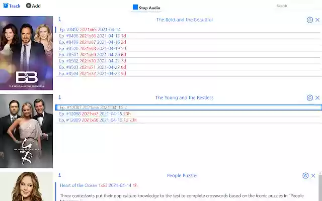 TV Show and Series Notifications  from Chrome web store to be run with OffiDocs Chromium online