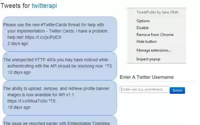 TweetPuller by Jane Ullah  from Chrome web store to be run with OffiDocs Chromium online