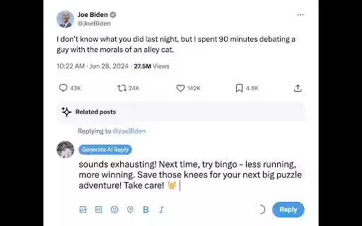 TweetReply AI from Chrome web store to be run with OffiDocs Chromium online TweetReply AI from Chrome web store to be run with OffiDocs Chromium online
