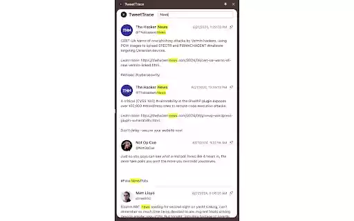 TweetTrace  from Chrome web store to be run with OffiDocs Chromium online