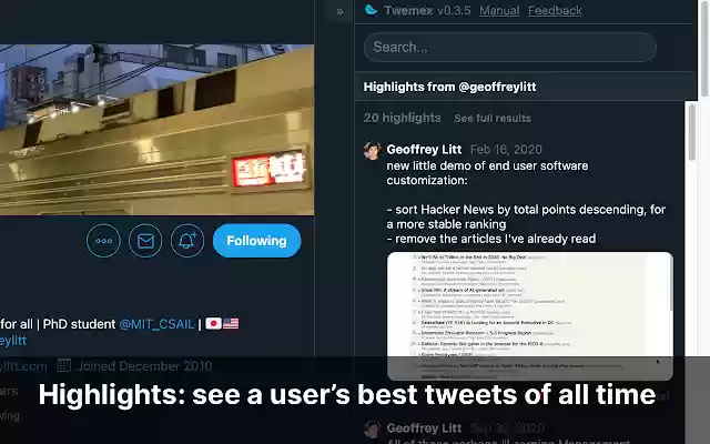 Twemex: Sidebar for Twitter from Chrome web store to be run with OffiDocs Chromium online Twemex: Sidebar for Twitter from Chrome web store to be run with OffiDocs Chromium online