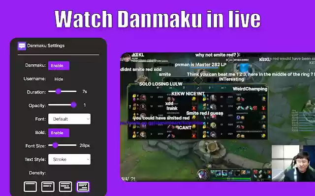 Twitch Danmaku(NicoNico style)  from Chrome web store to be run with OffiDocs Chromium online