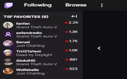 Twitch Sidebar Favorites  from Chrome web store to be run with OffiDocs Chromium online