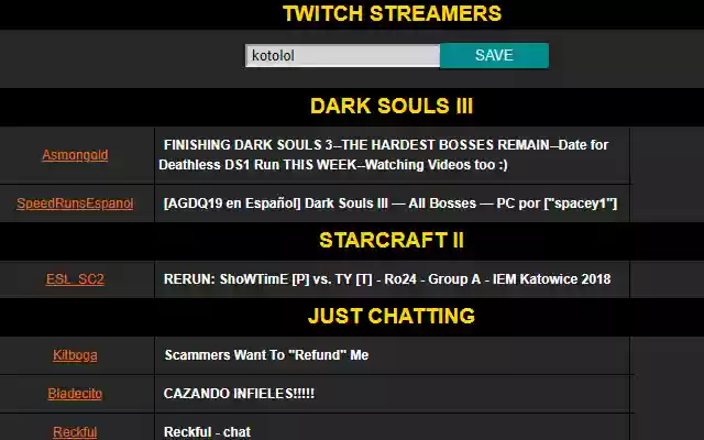 Twitch Streamers  from Chrome web store to be run with OffiDocs Chromium online