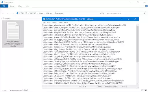Twitter Commenter Scraper (by v User)  from Chrome web store to be run with OffiDocs Chromium online