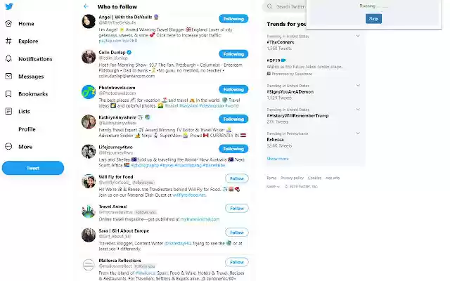Twitter Follower  from Chrome web store to be run with OffiDocs Chromium online