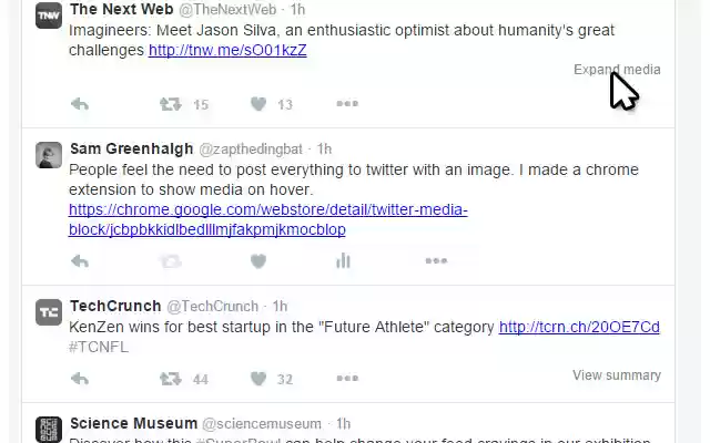 Twitter Media Block  from Chrome web store to be run with OffiDocs Chromium online