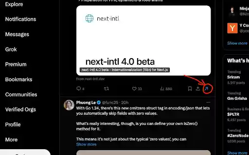 Twitter New Tab Opener  from Chrome web store to be run with OffiDocs Chromium online